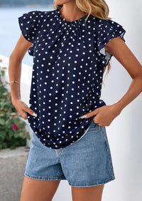 PRETTYGARDEN Women's Ruffle Short Sleeve Summer Tops Trendy Floral Trim Neck Casual Dressy Chiffon Boho Blouses Shirts PRETTYGARDEN