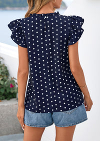 PRETTYGARDEN Women's Ruffle Short Sleeve Summer Tops Trendy Floral Trim Neck Casual Dressy Chiffon Boho Blouses Shirts PRETTYGARDEN