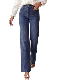 PRETTYGARDEN Womens Wide Leg Jeans High Waisted Stretchy|High Rise Bootcut Jeans with Front Patch Pockets, Loose Fit Daily Wear Denim, Trendy Work Pants, Business Casual Outfits