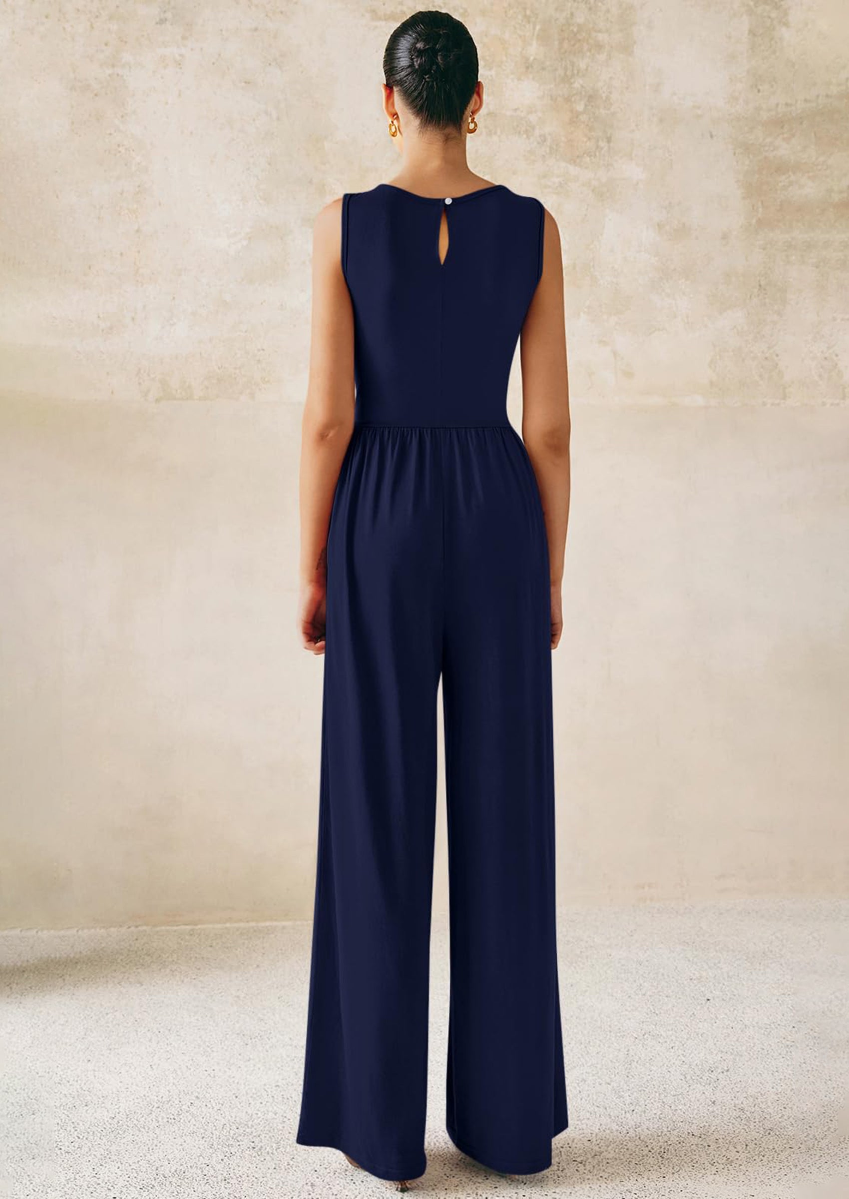 PRETTYGARDEN One Piece Jumpsuits for Women Dressy Casual Sleeveless Crewneck Wide Leg Rompers Jumpers Vacation Summer Outfits