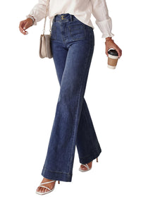 PRETTYGARDEN Womens Wide Leg Jeans High Waisted Stretchy|High Rise Bootcut Jeans with Front Patch Pockets, Loose Fit Daily Wear Denim, Trendy Work Pants, Business Casual Outfits
