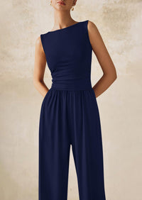 PRETTYGARDEN One Piece Jumpsuits for Women Dressy Casual Sleeveless Crewneck Wide Leg Rompers Jumpers Vacation Summer Outfits