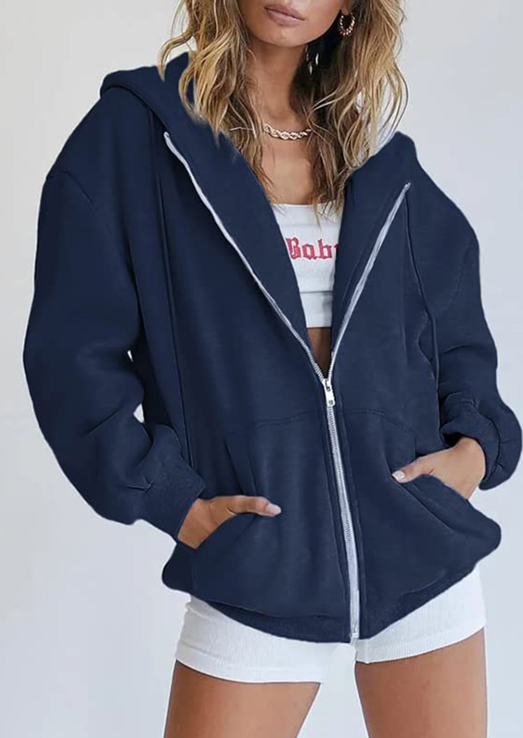 PRETTYGARDEN Women's Zip Up Y2K Hoodies Casual Long Sleeve Sweatshirts Fall Spring Track Jackets with Pockets