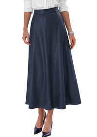 PRETTYGARDEN Womens Faux Leather High Waisted Midi Skirt | Flowy A Line Pleated Skirts, Elegant Swing Flared, Work Business Casual Outfits, Fall Winter Fashion Clothes