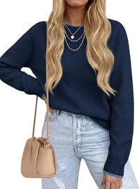 PRETTYGARDEN Womens Crewneck Fall Sweaters Pullover Tops | Soft Stretchy Knit,Reglan Long Sleeve,Ribbed Cuffs,Color Block,Casual Daily Outfits,Office Work Clothes,Winter Layering Wear