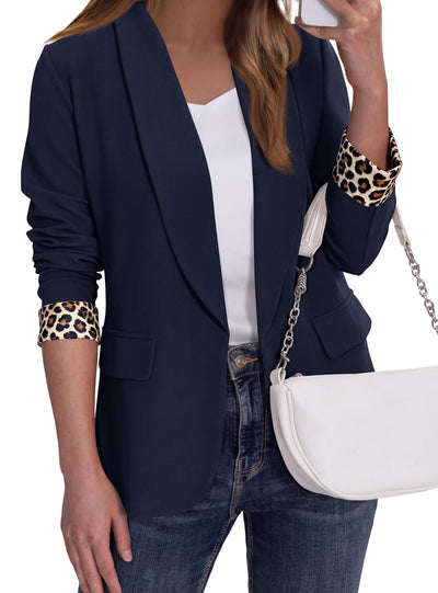 PRETTYGARDEN Women's Business Casual Blazers Suit Jacket | Lapel Loose Fit Blazer, Long Sleeve Open Front Leopard Print Cuffs, Dressy Casual Office Work Clothes, Fall Winter Fashion