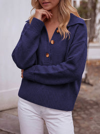 PRETTYGARDEN Womens Fall Long Sleeve Sweaters Button up V Neck Polo Shirts | Quarter Button Collared Tops, Ribbed Knit Comfy Shirts, Relaxed Fit Sweater Tops, Casual Fall Outfits for Women 2026
