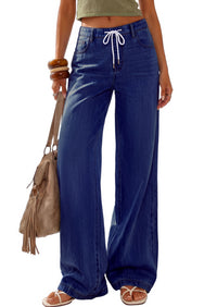 PRETTYGARDEN Womens Wide Leg Jeans High Waisted Stretchy Baggy Straight Leg Drawstring Trendy Denim Pants 2026 Summer