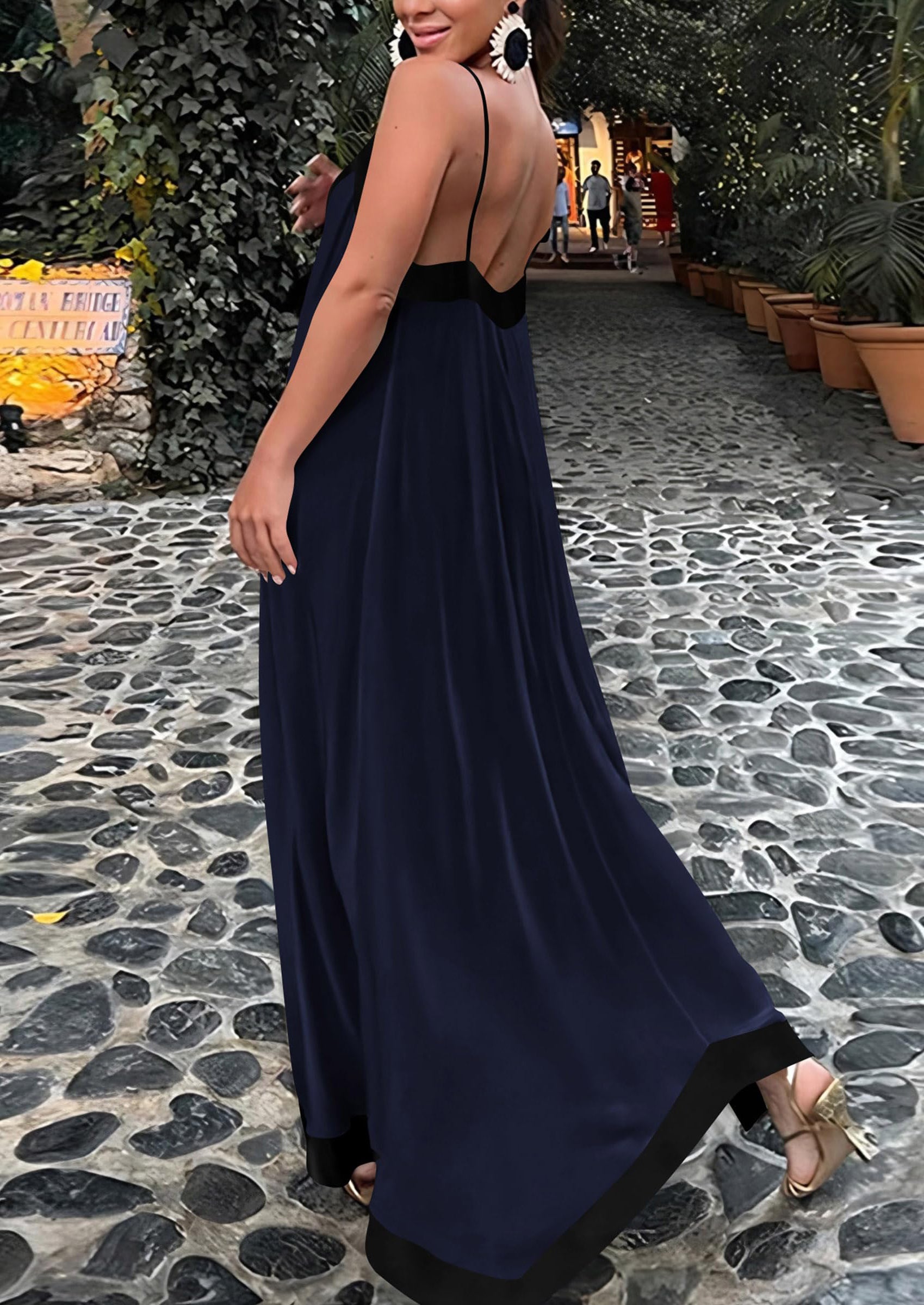 PRETTYGARDEN Women's Flowy Maxi Dress Summer Sleeveless V Neck Spaghetti Strap Elegant Wedding Party Dresses