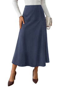PRETTYGARDEN Womens High Waist Faux Suede A Line Midi Skirt | Hidden Stretch Elastic Waist, Front Back Panel Stitching, Vintage Elegant Mid-Calf Long Skirts for Fall Winter Office Daily