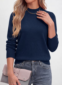 PRETTYGARDEN Womens Fall Mock Neck Long Sleeve Sweater  Soft Stretchy Fabric, V-Shape Knit Pattern, Chic Puff Sleeves, Ribbed Trim Pullover Sweaters, Casual Work Office Outfits