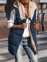 PRETTYGARDEN Womens Fall Reversible Vests Sleeveless Fleece Jacket Zip Up Hoodie Pockets Long Warm Winter Coat Outerwear