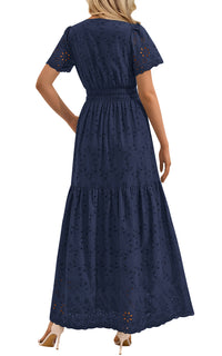 PRETTYGARDEN Short Sleeve Spring Dresses for Women 2026 Elegant Classy Boho High Waist A Line Pleated Wedding Guest Dress PRETTYGARDEN