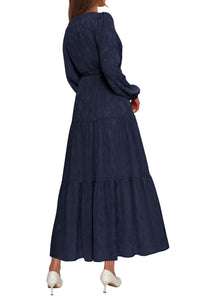 PRETTYGARDEN Womens Long Sleeve Boho Floral Wrap Maxi Dress  Fall Wedding Guest Dresses 2026, Chiffon Flowy Long Dresses, Casual Tie Waist V Neck Dress, Modest A Line Ruffle Tiered Dress