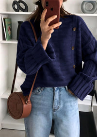 PRETTYGARDEN Womens Sweaters Fall Casual Long Sleeve Crewneck Button Loose Winter Knit Pullover Sweater Tops