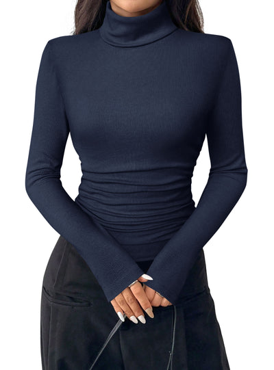 PRETTYGARDEN Turtleneck Tops for Women Long Sleeve Shirts | Slim Fitted Underscrub, Ribbed Knit Thermal Undershirts, 2026 Fall Casual Going Out Outfits, Base Layer Winter Clothes