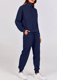 PRETTYGARDEN Women's Fall 2 Piece Lounge Sets Zip Up Sweatshirt Jogger Pants Sweat Track Suits Travel Outfit Winter Clothing