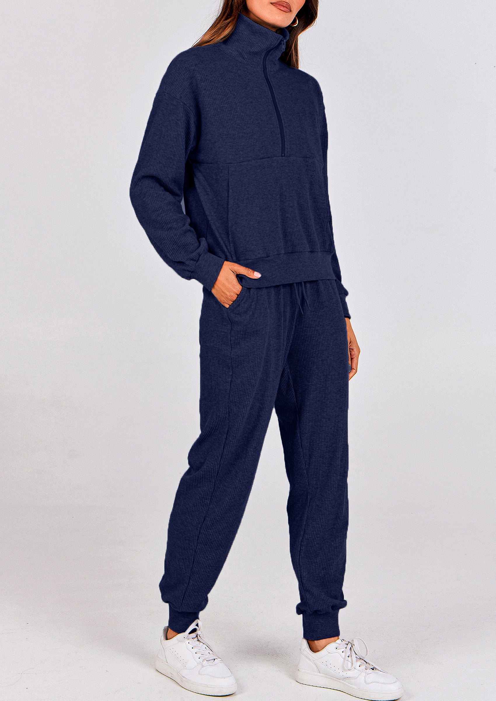 PRETTYGARDEN Women's Fall 2 Piece Lounge Sets Zip Up Sweatshirt Jogger Pants Sweat Track Suits Travel Outfit Winter Clothing