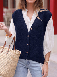 PRETTYGARDEN Womens Fall Sleeveless Button Down Sweater Vest  Soft Knit Fabric, Fashion Deep V Neck, Casual Loose Fit Sweater, Going Out Outfits, 2026 Trendy Winter Clothes