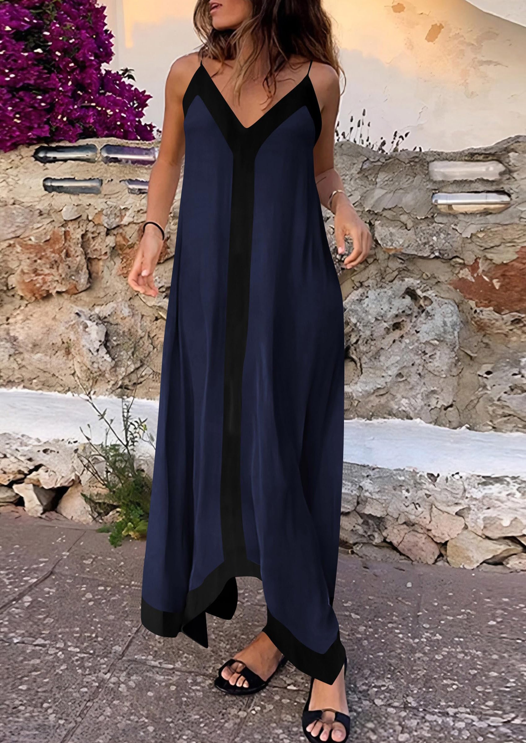 PRETTYGARDEN Women's Flowy Maxi Dress Summer Sleeveless V Neck Spaghetti Strap Elegant Wedding Party Dresses