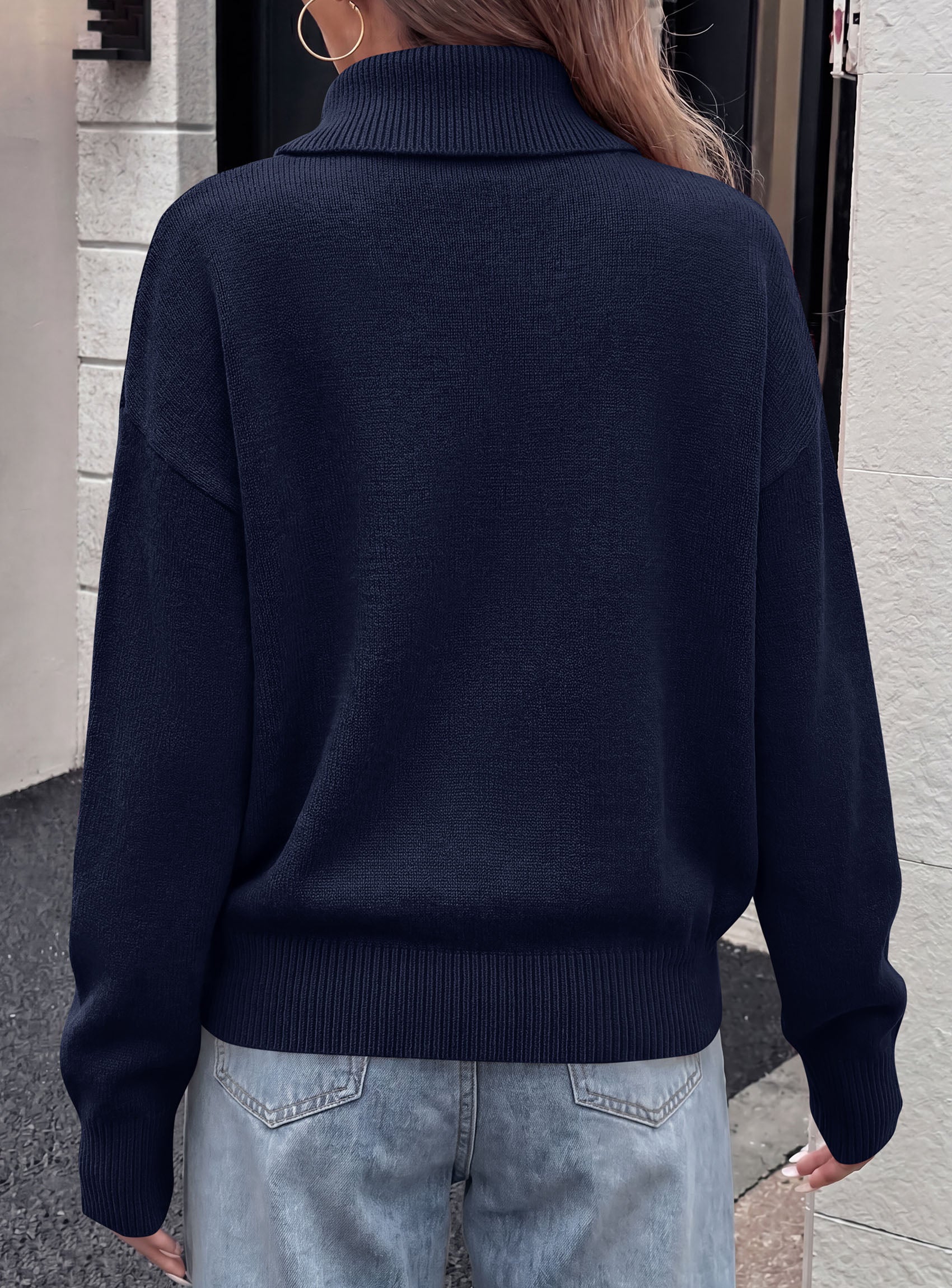 PRETTYGARDEN Womens Turtleneck Sweater Pullover Side Button Fall Clothes  Stretchy Knit,Dropped Shoulder,Ribbed Cuffs,Asymmetrical,Jumper Long Sleeve Tops,Work Office,2026 Winter Casual Outfits