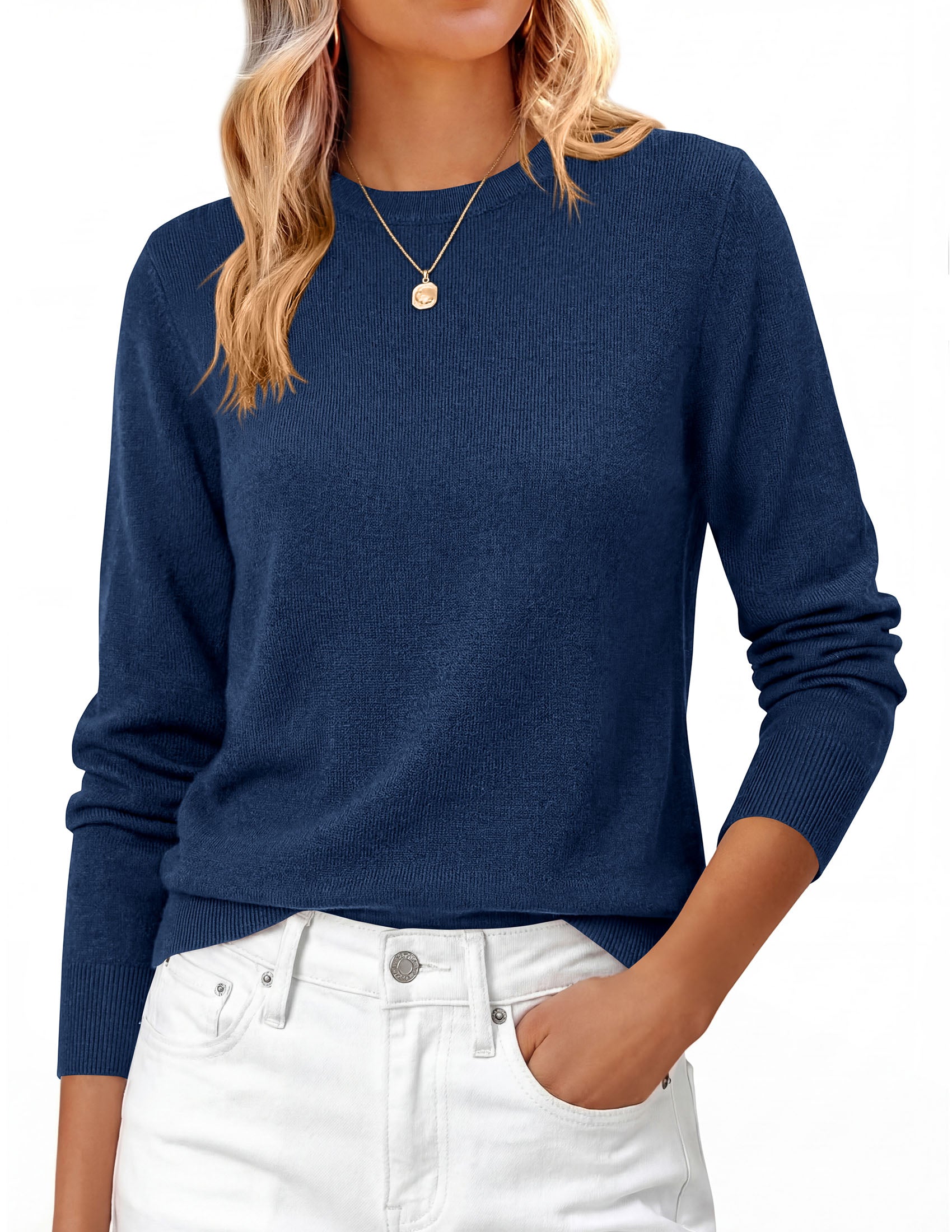 PRETTYGARDEN Womens Fall Basic Long Sleeve Sweater | Soft Knit Fabric, Classic Crew Neck Sweaters, Loose Fit Sweater, Casual Going Out Outfits, 2026 Winter Trendy Clothes