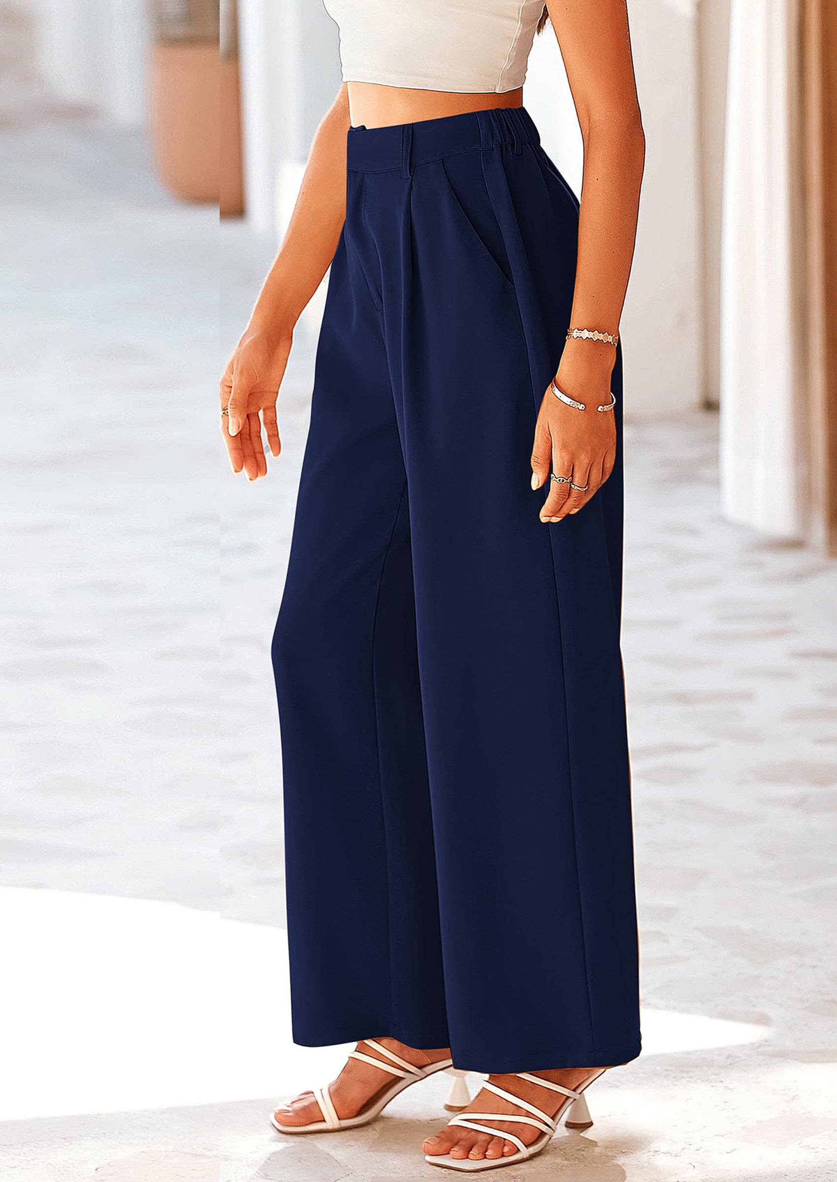 PRETTYGARDEN Wide Leg Pants for Women Trendy Fall High Waisted Business Casual Outfits Work Pant Trousers