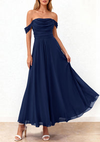 PRETTYGARDEN Womens Off Shoulder Maxi Summer Dresses 2026 Elegant Mesh Aline Swing Ruched Flowy Cocktail Wedding Guest Dress PRETTYGARDEN