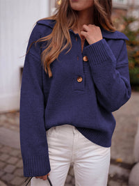 PRETTYGARDEN Womens Fall Long Sleeve Sweaters Button up V Neck Polo Shirts | Quarter Button Collared Tops, Ribbed Knit Comfy Shirts, Relaxed Fit Sweater Tops, Casual Fall Outfits for Women 2026