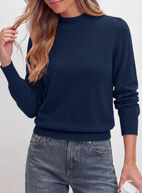 PRETTYGARDEN Womens Fall Mock Neck Long Sleeve Sweater  Soft Stretchy Fabric, V-Shape Knit Pattern, Chic Puff Sleeves, Ribbed Trim Pullover Sweaters, Casual Work Office Outfits