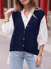 PRETTYGARDEN Womens Fall Sleeveless Button Down Sweater Vest  Soft Knit Fabric, Fashion Deep V Neck, Casual Loose Fit Sweater, Going Out Outfits, 2026 Trendy Winter Clothes