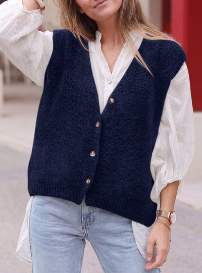 PRETTYGARDEN Womens Fall Sleeveless Button Down Sweater Vest  Soft Knit Fabric, Fashion Deep V Neck, Casual Loose Fit Sweater, Going Out Outfits, 2026 Trendy Winter Clothes