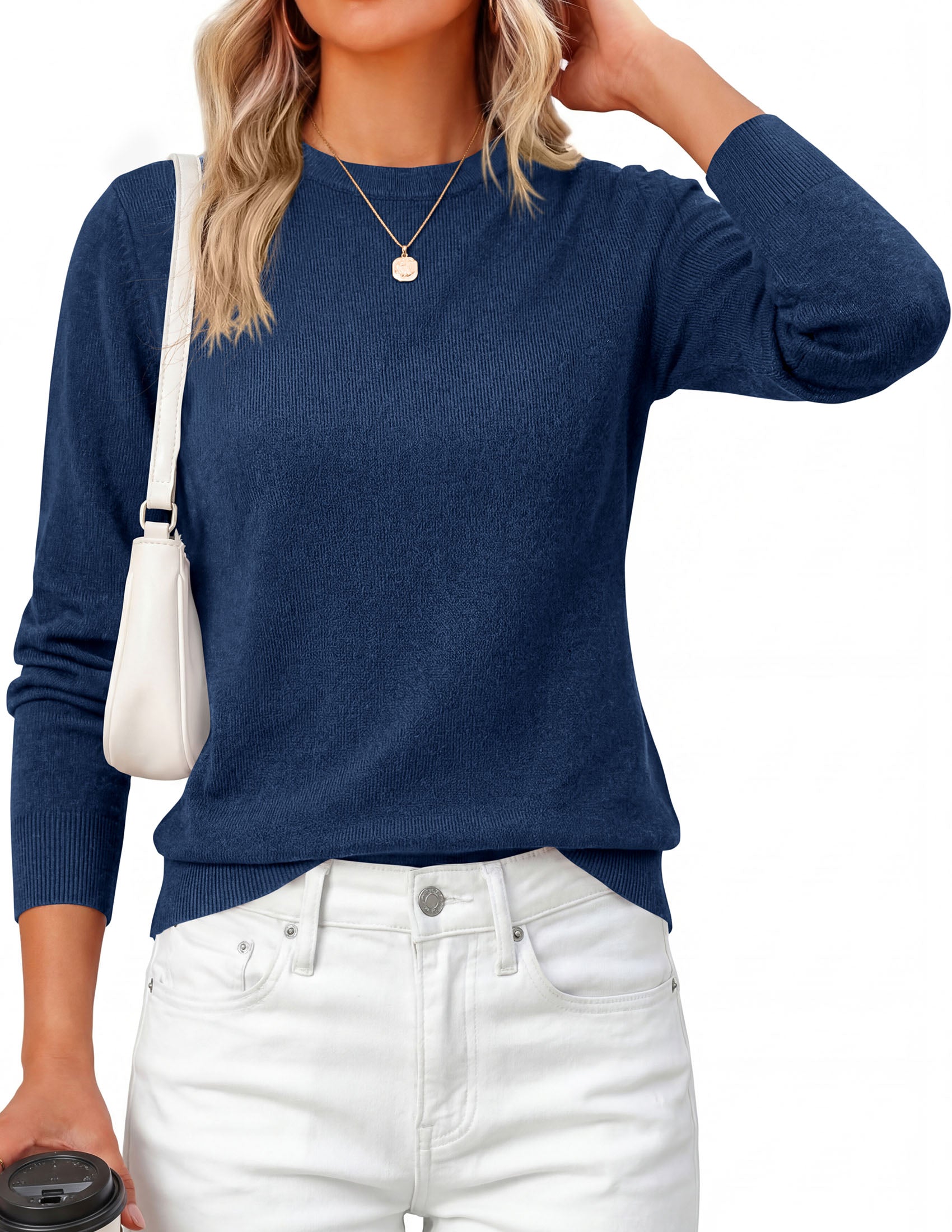 PRETTYGARDEN Womens Fall Basic Long Sleeve Sweater | Soft Knit Fabric, Classic Crew Neck Sweaters, Loose Fit Sweater, Casual Going Out Outfits, 2026 Winter Trendy Clothes