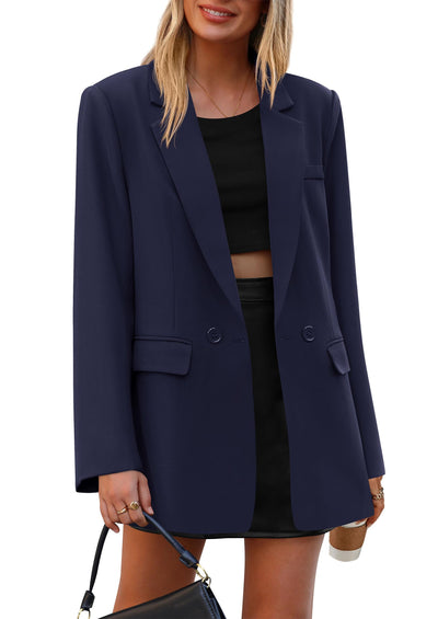 PRETTYGARDEN Fall Blazers for Women Business Casual Long Sleeve Lapel Pockets Dressy Suit Jackets Work Office Clothes PRETTYGARDEN