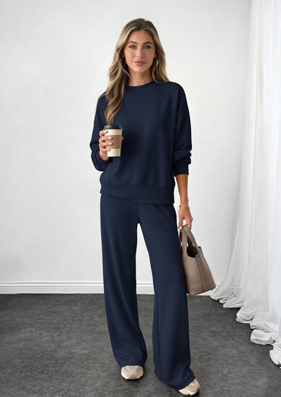PRETTYGARDEN Womens 2 Piece Outfits Fall Sweatsuits Matching Lounge Sets  | Crewneck Long Sleeve Sweatshirt, Wide Leg Pants Sets with Pockets & Drawstring, Casual Tracksuit, Travel Airport Outfits 2026