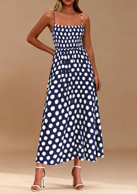 PRETTYGARDEN Womens Summer Dresses Spring Sleeveless Spaghetti Straps Casual Midi Dress Polka Dot Smocked Beach Sundress PRETTYGARDEN