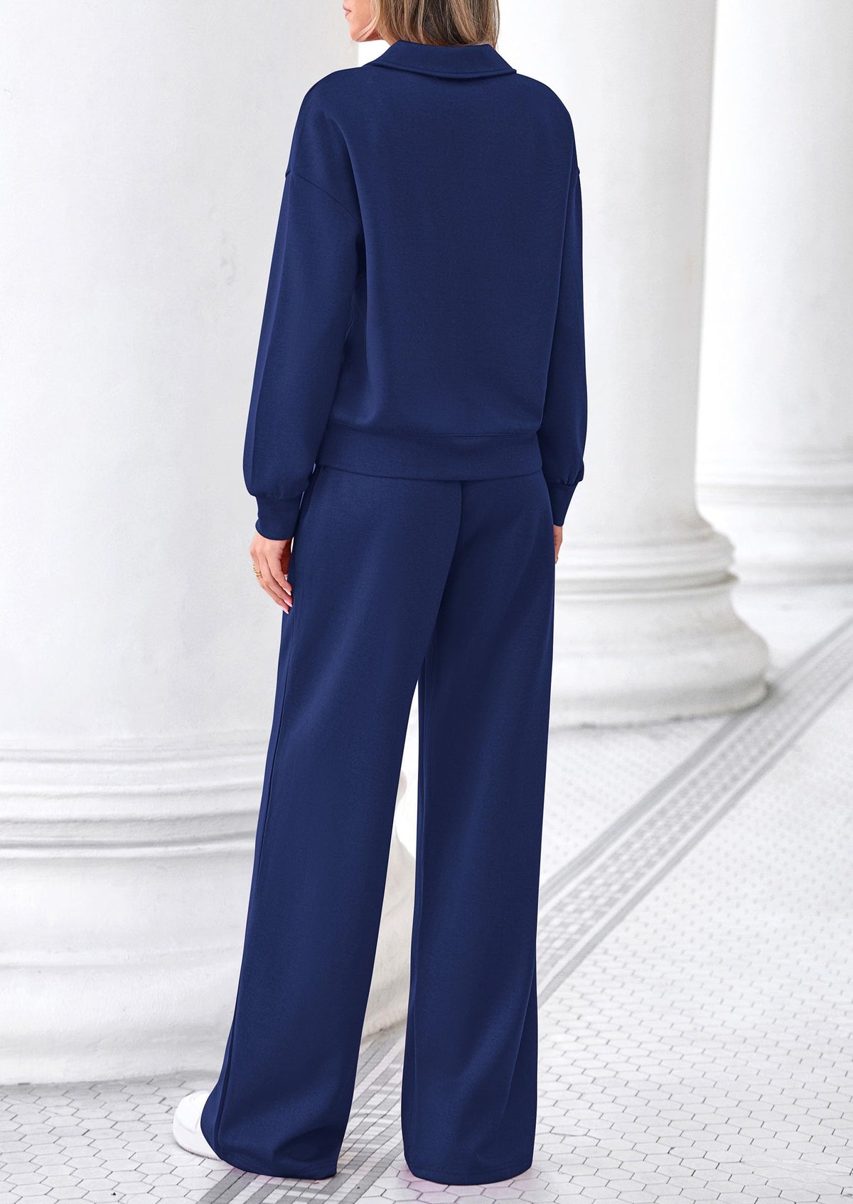 PRETTYGARDEN Womens Sweatsuits 2 Piece Outfits Matching Sets | Wide Leg Sweatpants & Polo V Neck Sweatshirt, Lounge Set, Comfy Airport Travel Outfits, Track suits, Fall Winter Clothes