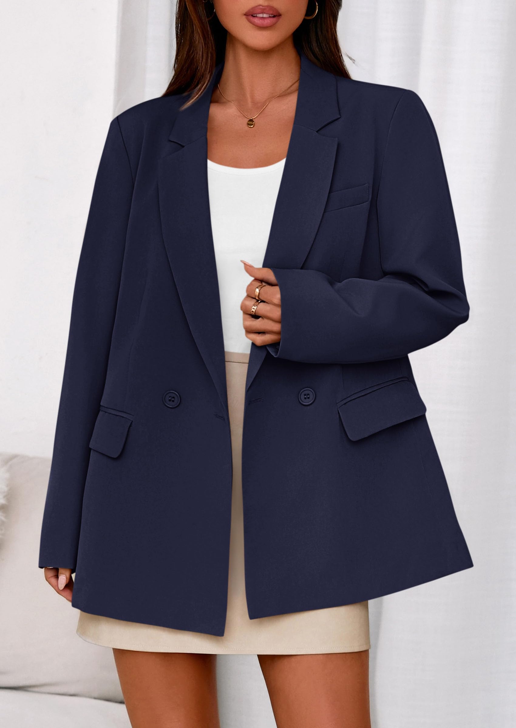 PRETTYGARDEN Fall Blazers for Women Business Casual Long Sleeve Lapel Pockets Dressy Suit Jackets Work Office Clothes PRETTYGARDEN