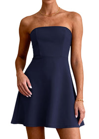 PRETTYGARDEN Women's Strapless Mini Summer Dress Spring A Line Tube Top Sundress Cocktail Party Short Dresses PRETTYGARDEN