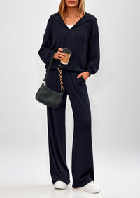 PRETTYGARDEN Women's 2 Piece Fall Lounge Sets Zip Up Hoodie Wide Leg Pants Tracksuit Matching Travel Outfits Clothes PRETTYGARDEN