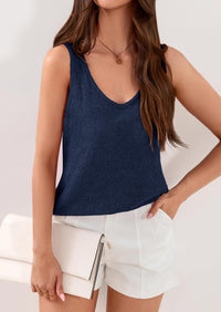 PRETTYGARDEN Women Summer Tank Tops Basic Sleeveless V Neck Light Sweater Vest Knit Crop Top Beach Vacation Clothes PRETTYGARDEN