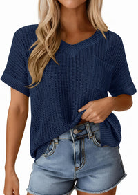 PRETTYGARDEN Women's Spring Short Sleeve Sweaters Lightweight V Neck Casual Going Out Summer T PRETTYGARDEN