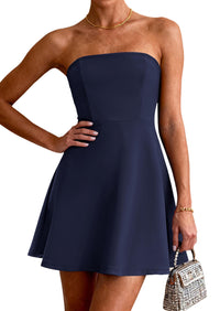 PRETTYGARDEN Women's Strapless Mini Summer Dress Spring A Line Tube Top Sundress Cocktail Party Short Dresses PRETTYGARDEN