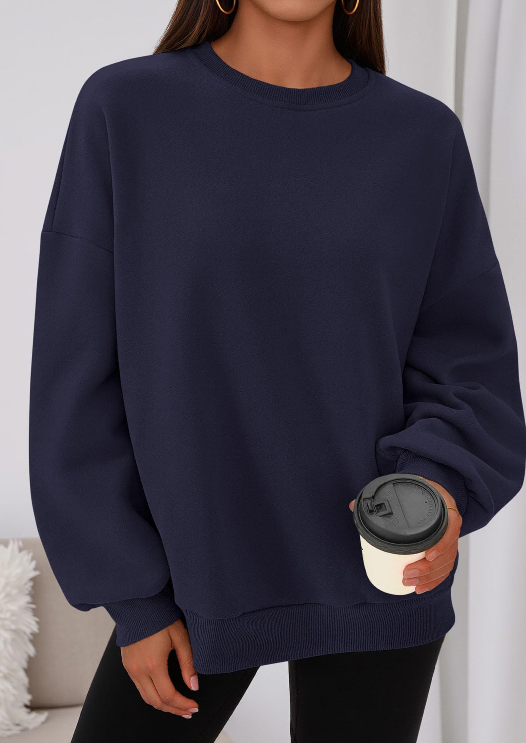 PRETTYGARDEN Sweatshirts for Women Oversized Crewneck Fleece Pullover Long Sleeve Tops Comfy Fall Winter Fashion Outfits