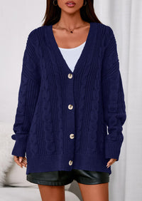 PRETTYGARDEN Women's Cable Knit Sweaters Fall Oversized Chunky Open Front Long Sleeve Cardigan Winter Coats