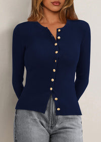 PRETTYGARDEN Womens Fall Cardigan Sweaters Lightweight Long Sleeve Button up Ribbed Knit Tops Winter Fashion Clothes