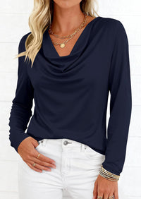 PRETTYGARDEN Womens Spring Tops Dressy Cowl Neck Long Sleeve Shirts Loose Business Casual Blouses Teacher Tunic Top PRETTYGARDEN