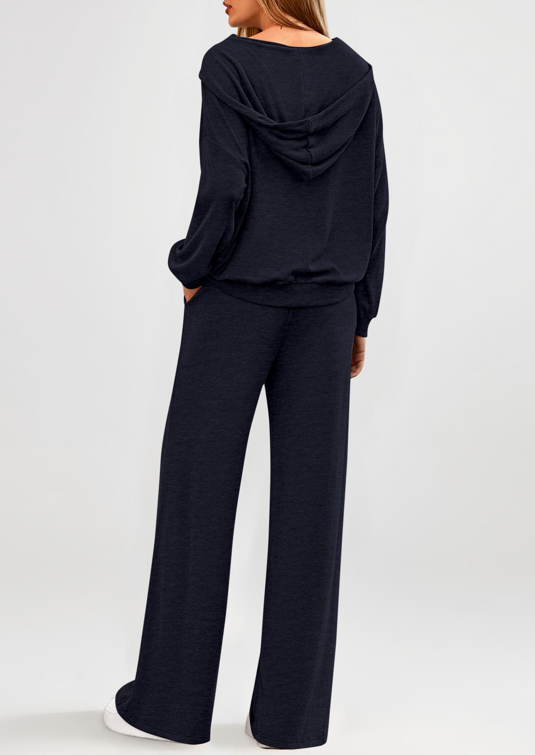 PRETTYGARDEN Women's 2 Piece Fall Lounge Sets Zip Up Hoodie Wide Leg Pants Tracksuit Matching Travel Outfits Clothes PRETTYGARDEN