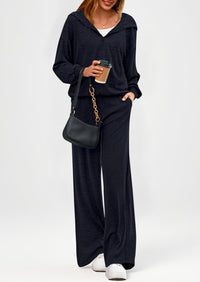 PRETTYGARDEN Women's 2 Piece Fall Lounge Sets Zip Up Hoodie Wide Leg Pants Tracksuit Matching Travel Outfits Clothes