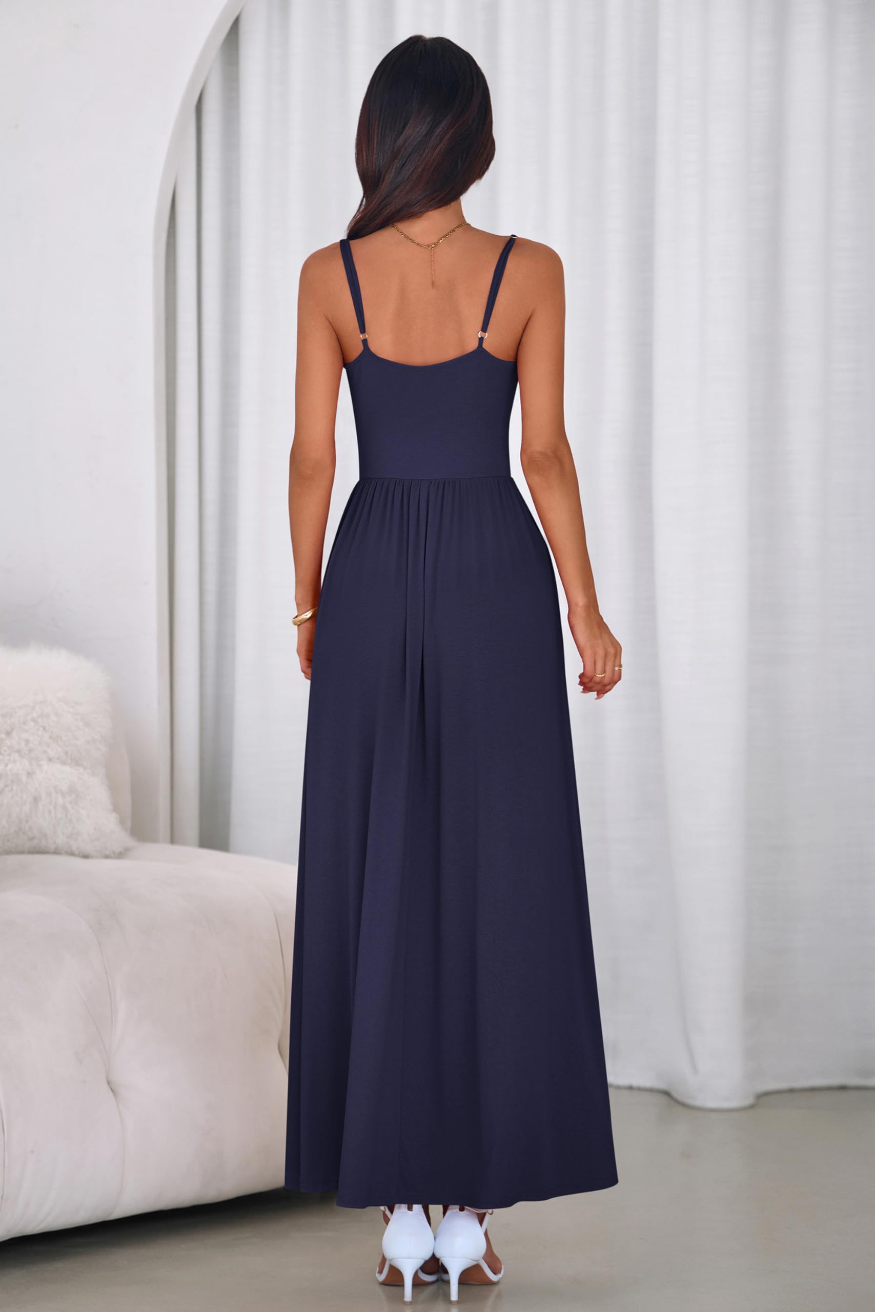 PRETTYGARDEN Womens Spaghetti Strap Maxi Dresses Sleeveless Summer Dress Long Casual Knit Flowy Beach Sundresses with Pockets PRETTYGARDEN